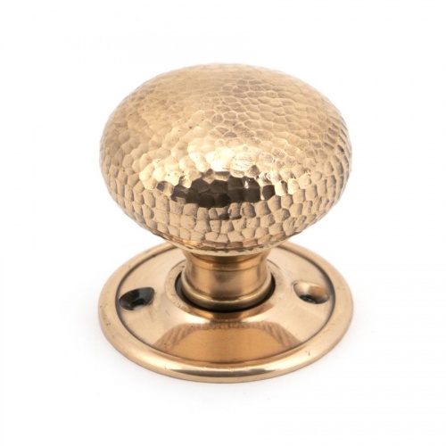 Polished Bronze Hammered Mushroom Mortice/Rim Knob Set